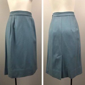 Vintage VTG 1960s Blue High Waist Felted Wool Skirt XS S
